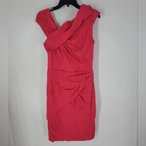 Tadashi Shoji Pink Red Draped Off Shoulder Strap Sheath Mini Dress 10
